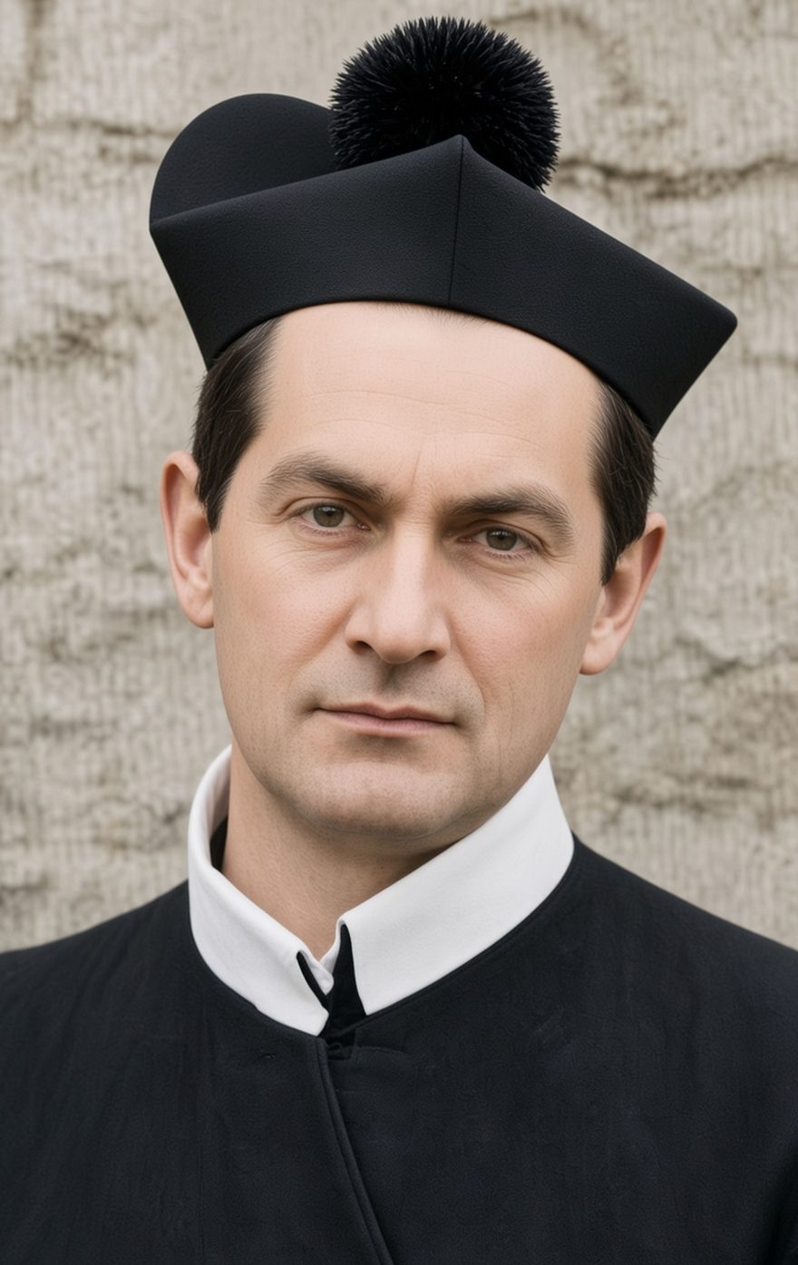 Father John Creagh in Redemptorist habit and biretta